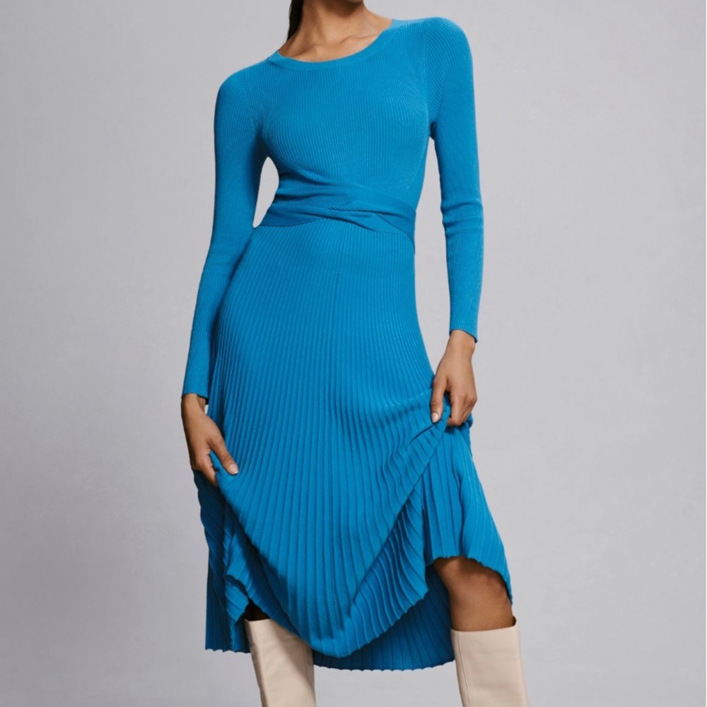 Anthropologie Long Sleeve Ribbed Sweater Midi Dress
